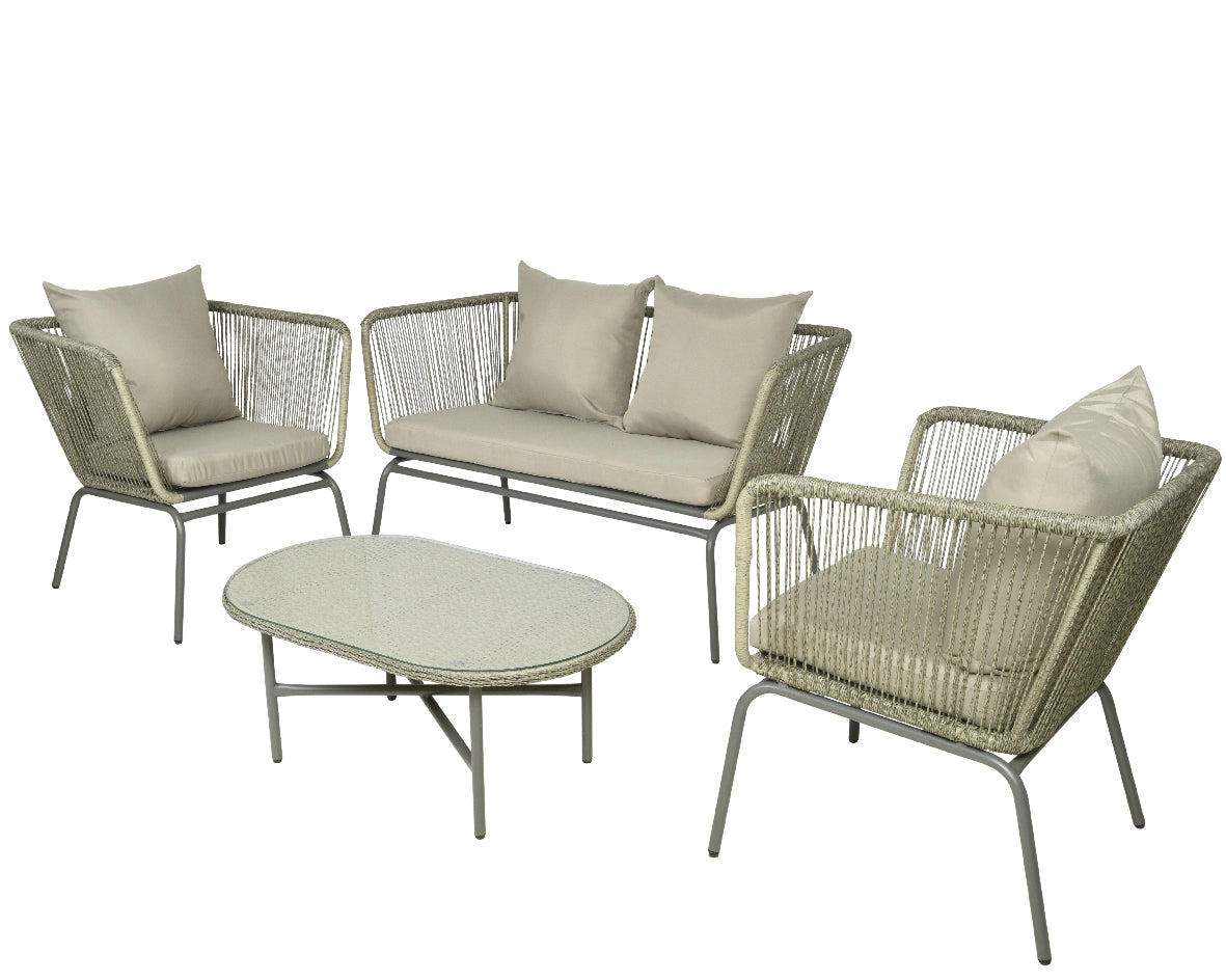 Set da esterno divanetto due posti, due poltrone e tavolino  Set da esterno divanetto due posti, due poltrone e tavolino